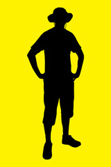 Vector illustration of tourist under the yellow background