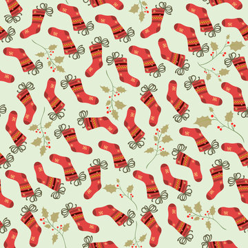 Christmas Pattern Red Socks