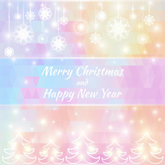 Christmas background with snowflakes and Christmas trees. EPS 10