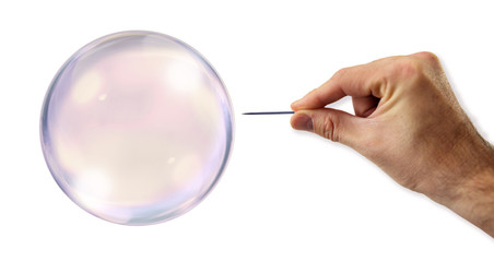 Bubble about to explode by a needle 