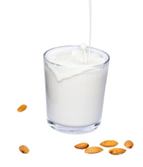 Glass of almond milk.
