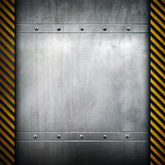 metal template with warning stripes