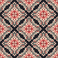 Seamless ethnic style damask vector pattern