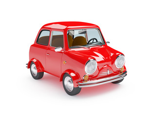 Plakat cute retro car red