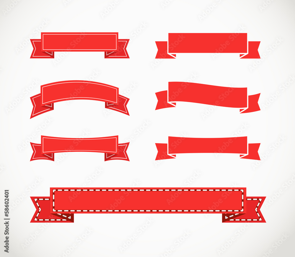 Aufkleber Different retro style red ribbons. Ready for a text