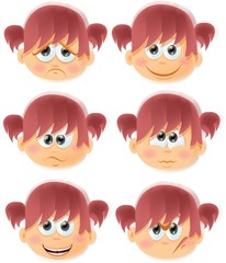 Набор мультфильм смешные девушки с эмоциями