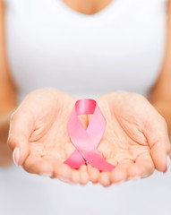 hands holding pink breast cancer awareness ribbon