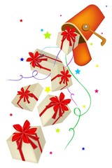 Gift Boxes Dropped from A Red Mailbox