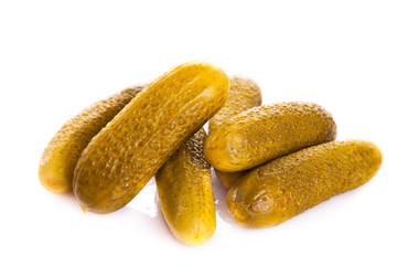 cucumbers pickled isolated on white background