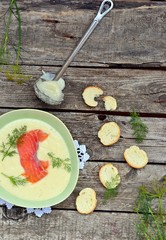 cream soup with salmon