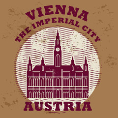 Grunge rubber stamp with words Vienna, Austria inside