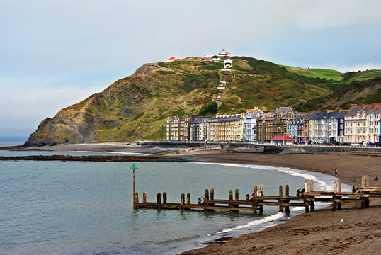 Colourful buildings by North Beach, Aberystwyth