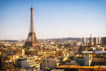 Wandcirkels aluminium Eiffel Tower, Paris, panoramic view from Triumphal Arch © Marco Saracco
