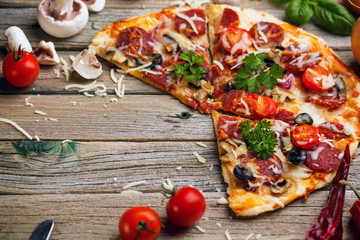 Pizza with salami
