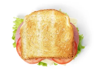 Foto auf Acrylglas Snack Sandwich mit Schinken, Käse und Gemüse