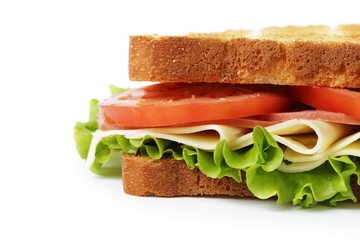 sandwich with ham, cheese and vegetables