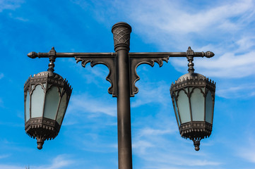 Arab street lanterns in the city of Dubai