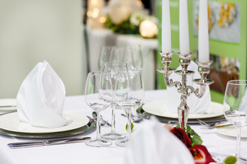 Table set for wedding or event party.