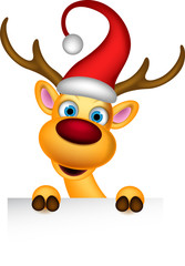 christmas deer holding blank sign