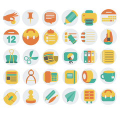 Business and office flat icons set
