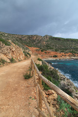 View of a way near the seaside near Levanzo, Sicily, Italy - obrazy, fototapety, plakaty