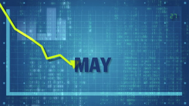 Financial crisis: Line chart descending as months pass by