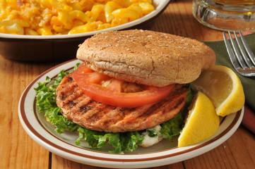 Grilled salmon burger