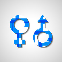 Male and female gender symbols, style illustration