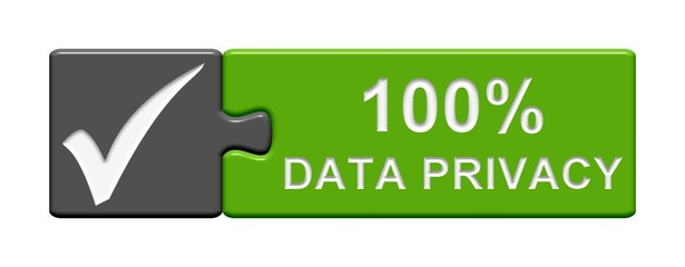 Puzzle-Button grau grün: 100% Data Privacy