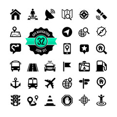 Web icon set. Location, navigation, transport, map