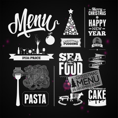 Vector set of design elements for the menu on the chalkboard - 58612054