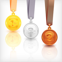 Sports Medal Awards. Vector Illustration.