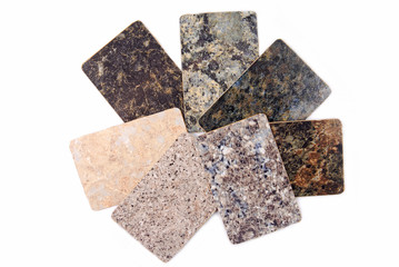 granite kitchen worktop samples isolated on white