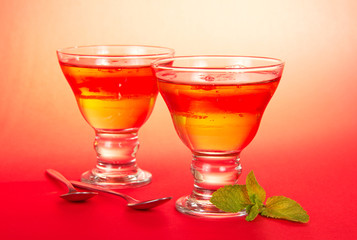 Two glasses of the fruit jelly