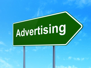 Advertising concept: Advertising on road sign background
