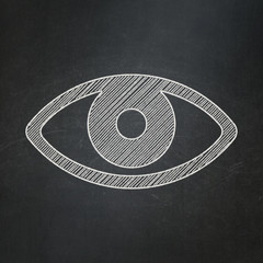 Security concept: Eye on chalkboard background