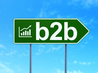 Finance concept: B2b and Growth Graph on road sign background