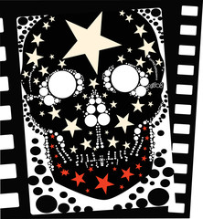 Gaping part. Vector skull pattern print carefully.