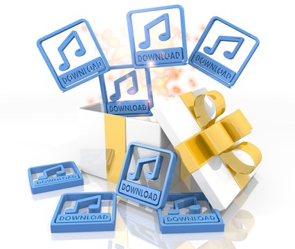 christmas present with music download icon