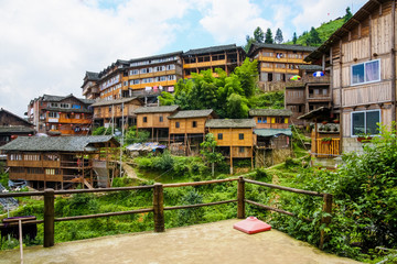 Traditional chinese village wooden houses