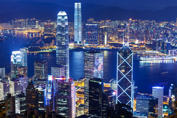Fototapeta premium Hongkong nocą
