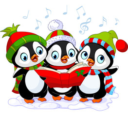 Christmas carolers penguins
