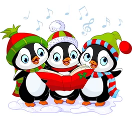 Poster Im Rahmen Pinguine für Weihnachtssänger © Anna Velichkovsky