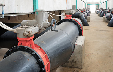 Fototapeta na wymiar Water pipe in a sewage treatment plant