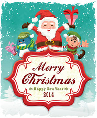 Vintage Christmas poster design with Santa Claus