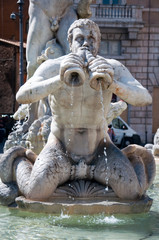 Fototapeta na wymiar Detail of the Fontana del Moro. Rome, Italy.
