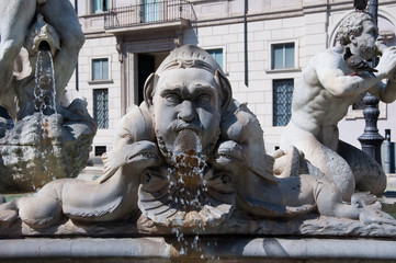 Fontana del Moro on the Piazza Navona. Rome, Italy.