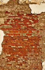 Old wall of red brick.