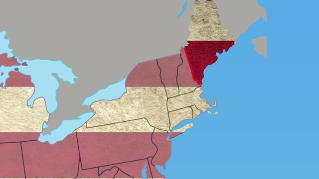 Maine pull out, smooth USA map, all states available