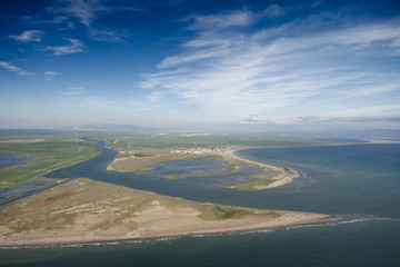 Desembocadura rio Ebro, vista aerea
